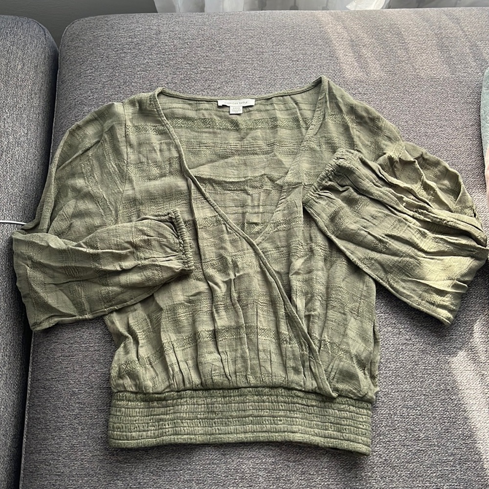 American Eagle Green Cross Blouse Size Small